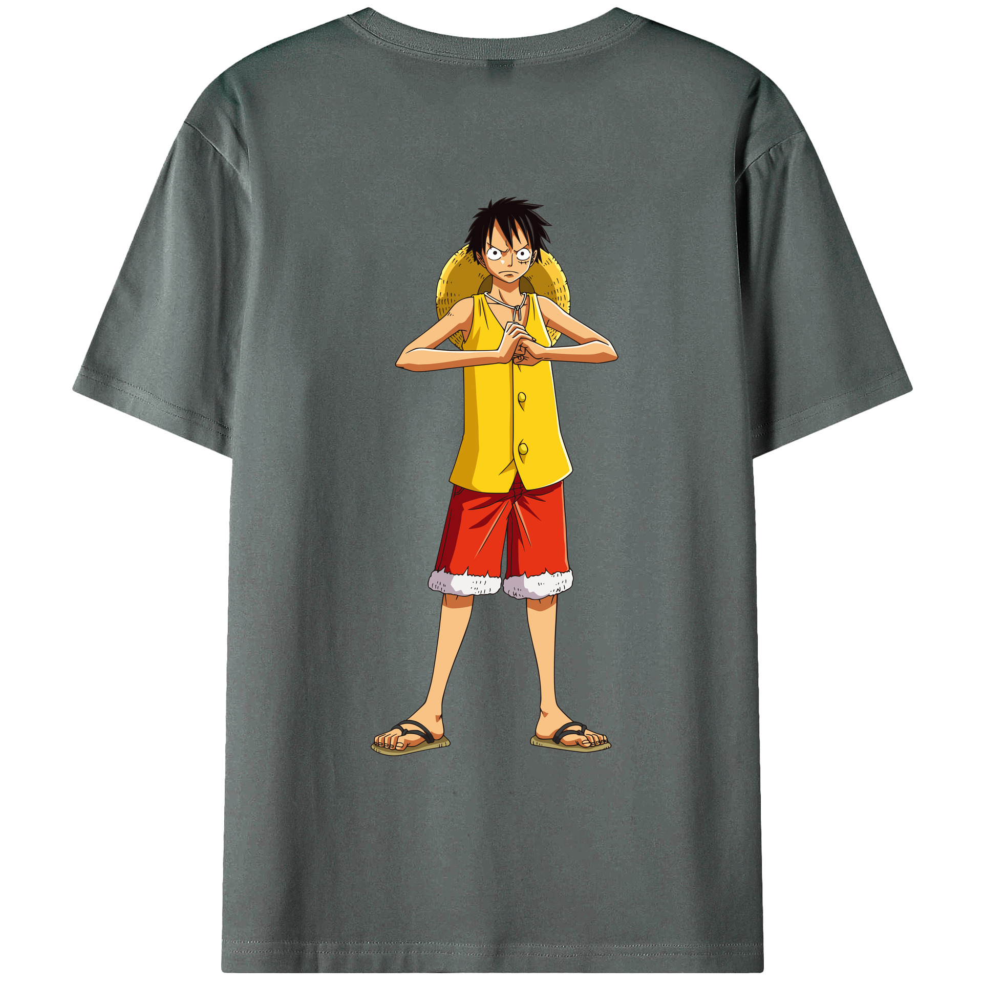 ワンピース モンキー・D・ルフィ ONE PIECE Monkey D. Luffy 綿100％ メンズ半袖Tシャツ（バックプリント） 通気性